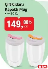 ÇİFT ÇİDARLI KAPAKLI MUG 450 CC
